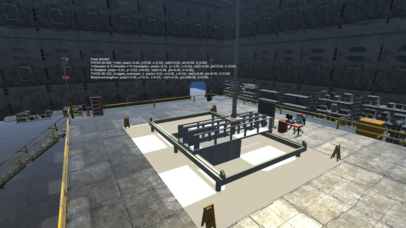 Hepenix multi-camera simulator view of the manipulator above the pool